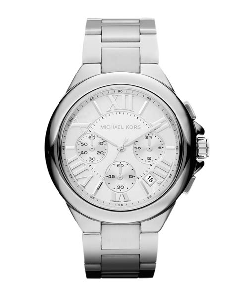 michael kors silver chronograph bracelet watch|michael kors watch.